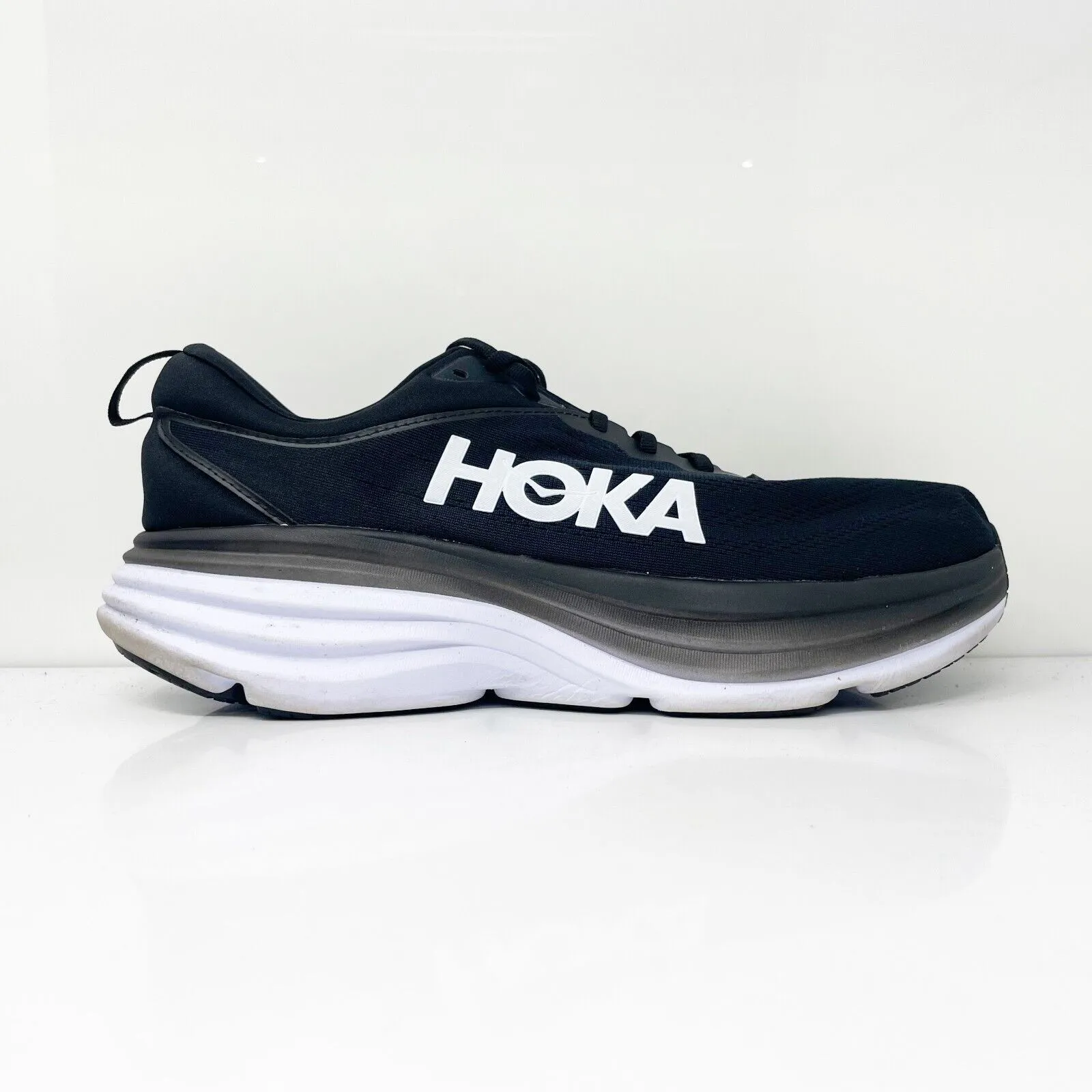 Hoka One One Mens Bondi 8 1127953 BWHT Black Running Shoes Sneakers Size 13 2E