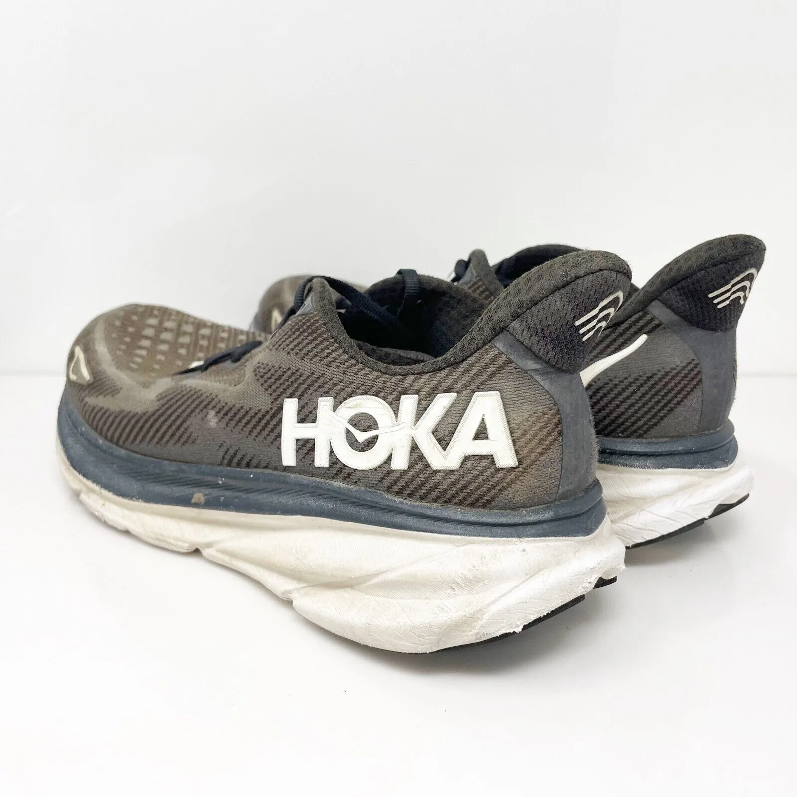 Hoka One One Mens Clifton 9 1132210 BWHT Black Running Shoes Sneakers Size 11 2E