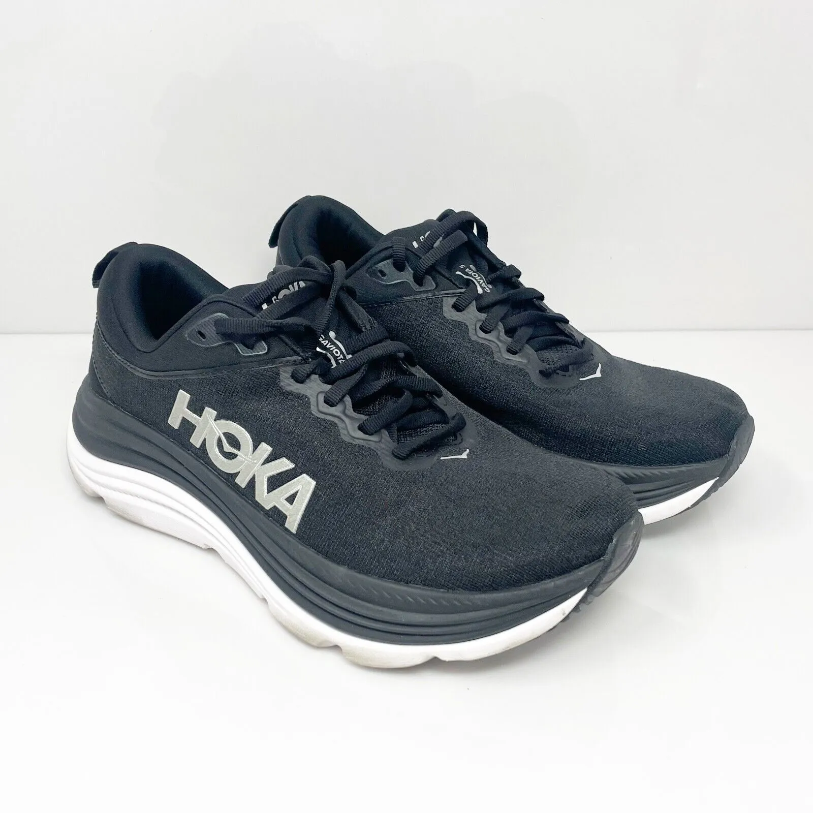 Hoka One One Womens Gaviota 5 1134235 BWHT Black Running Shoes Sneakers Size 8 B