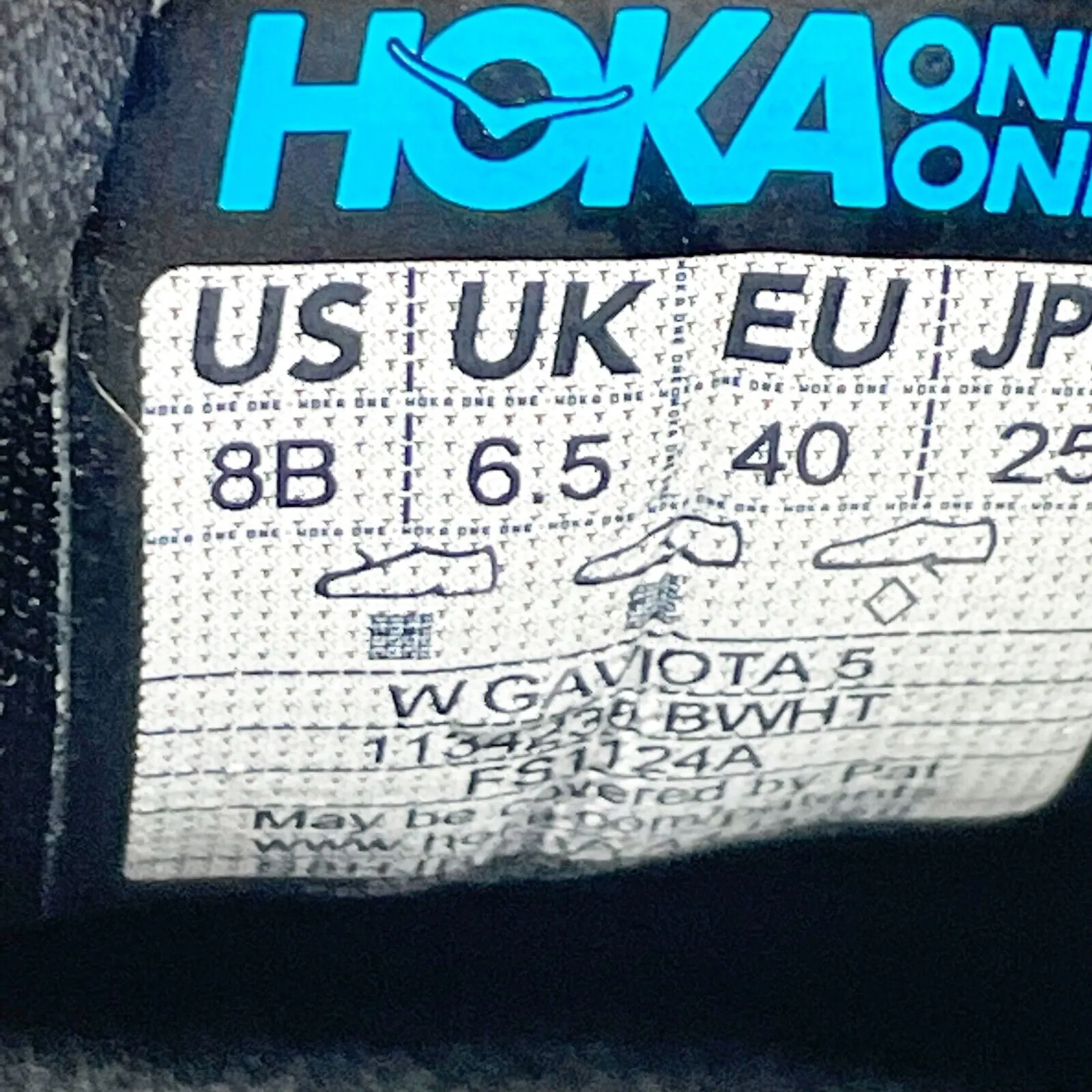 Hoka One One Womens Gaviota 5 1134235 BWHT Black Running Shoes Sneakers Size 8 B