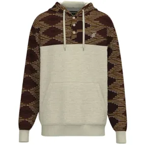 Hooey Men's jimmy Maroon/Tan Aztec Hoodie