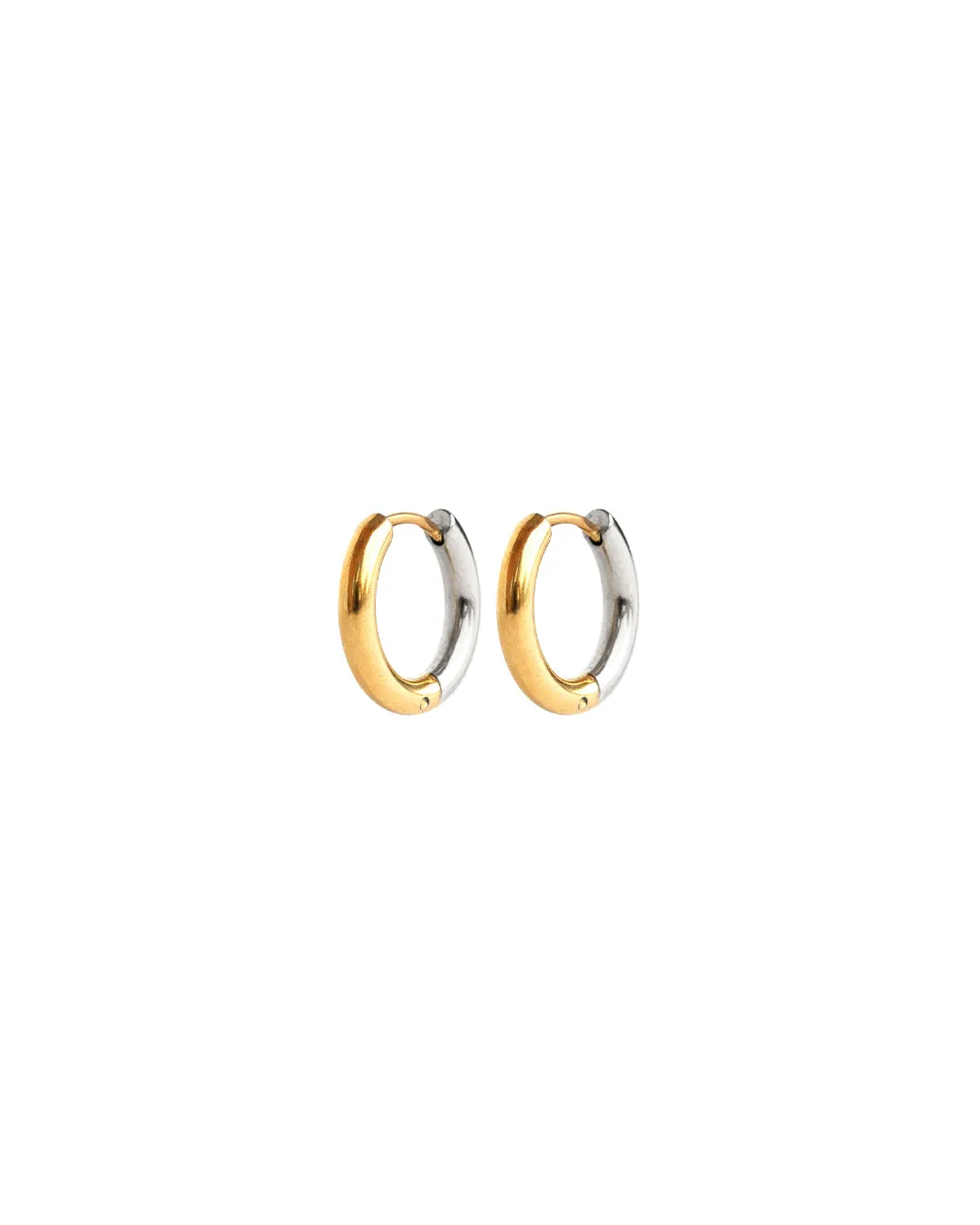 Huggie Two-Tone Hoop Earrings