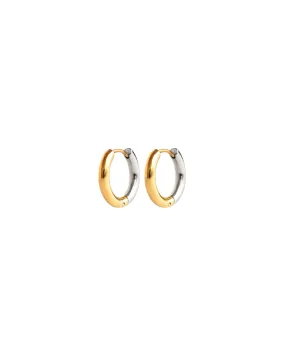 Huggie Two-Tone Hoop Earrings