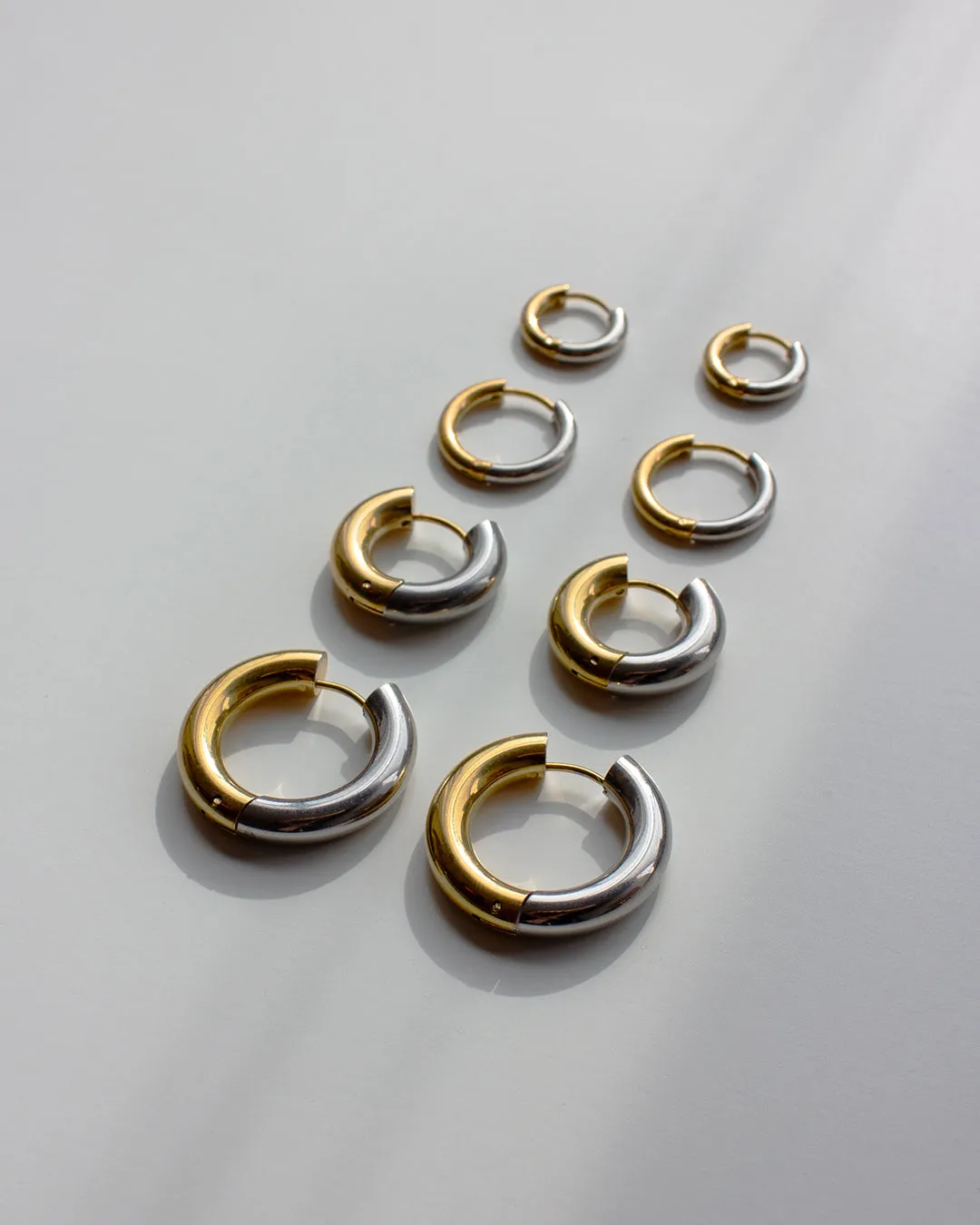 Huggie Two-Tone Hoop Earrings