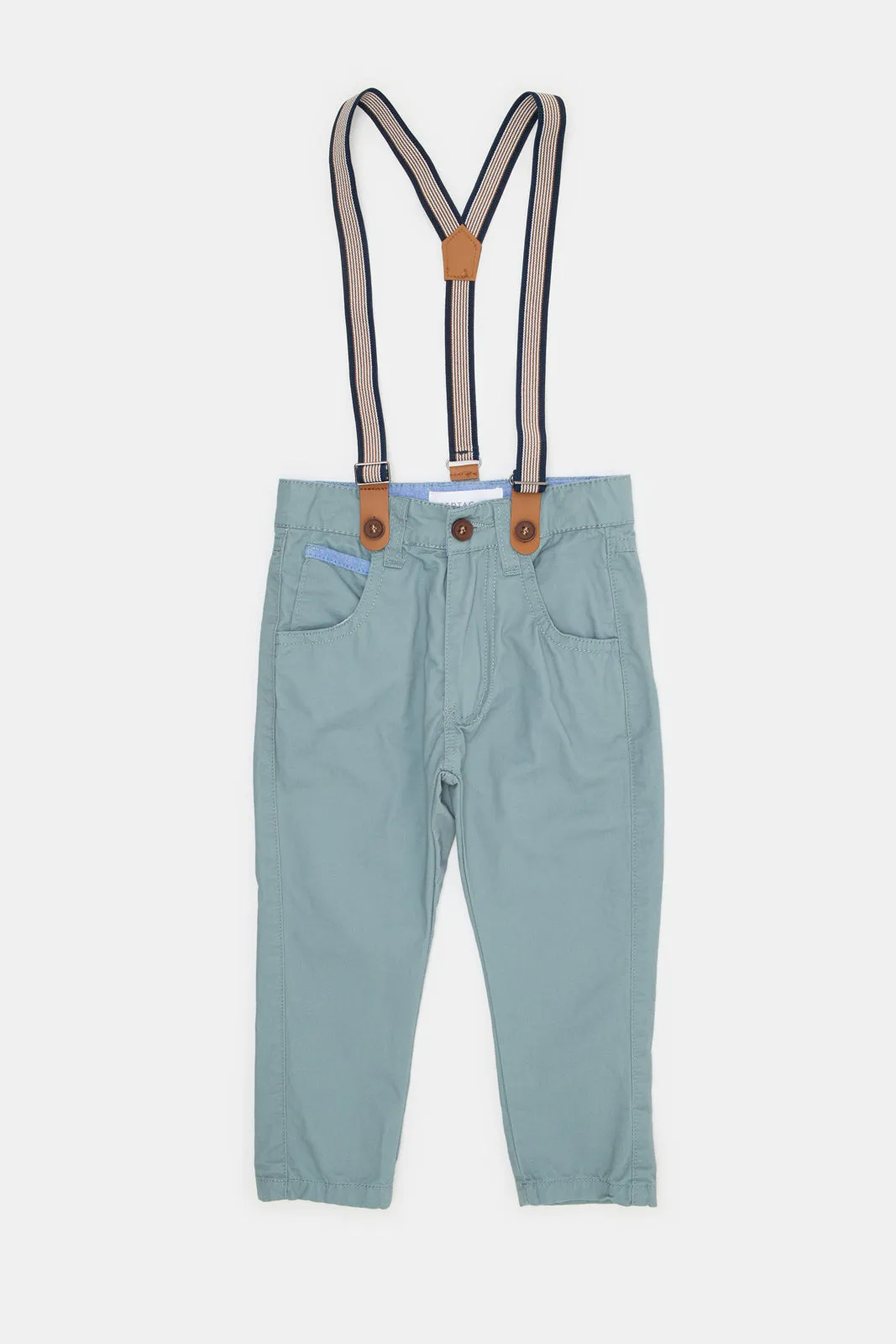 Infant Boys Blue Suspender Casual Trousers