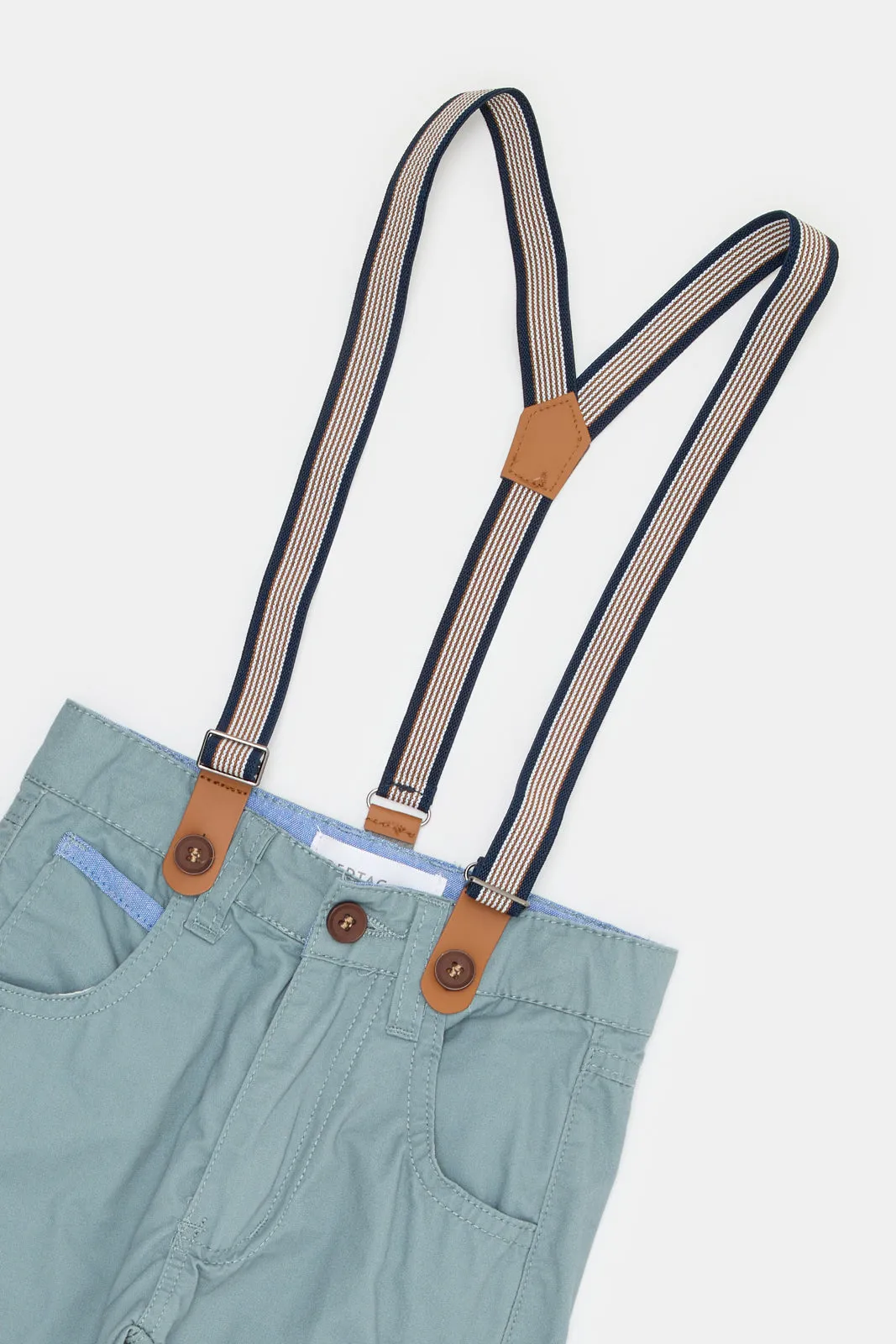 Infant Boys Blue Suspender Casual Trousers