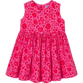 Jacadi Baby Girl Liberty Fabric Gathered Waist Dress, Pink & Red