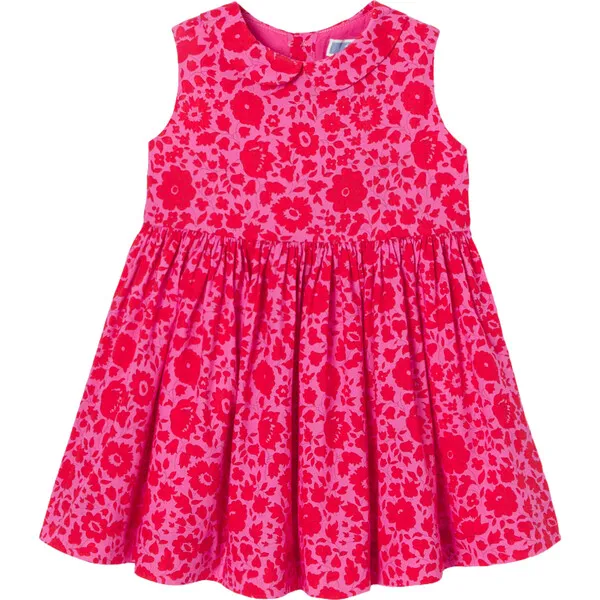 Jacadi Baby Girl Liberty Fabric Gathered Waist Dress, Pink & Red