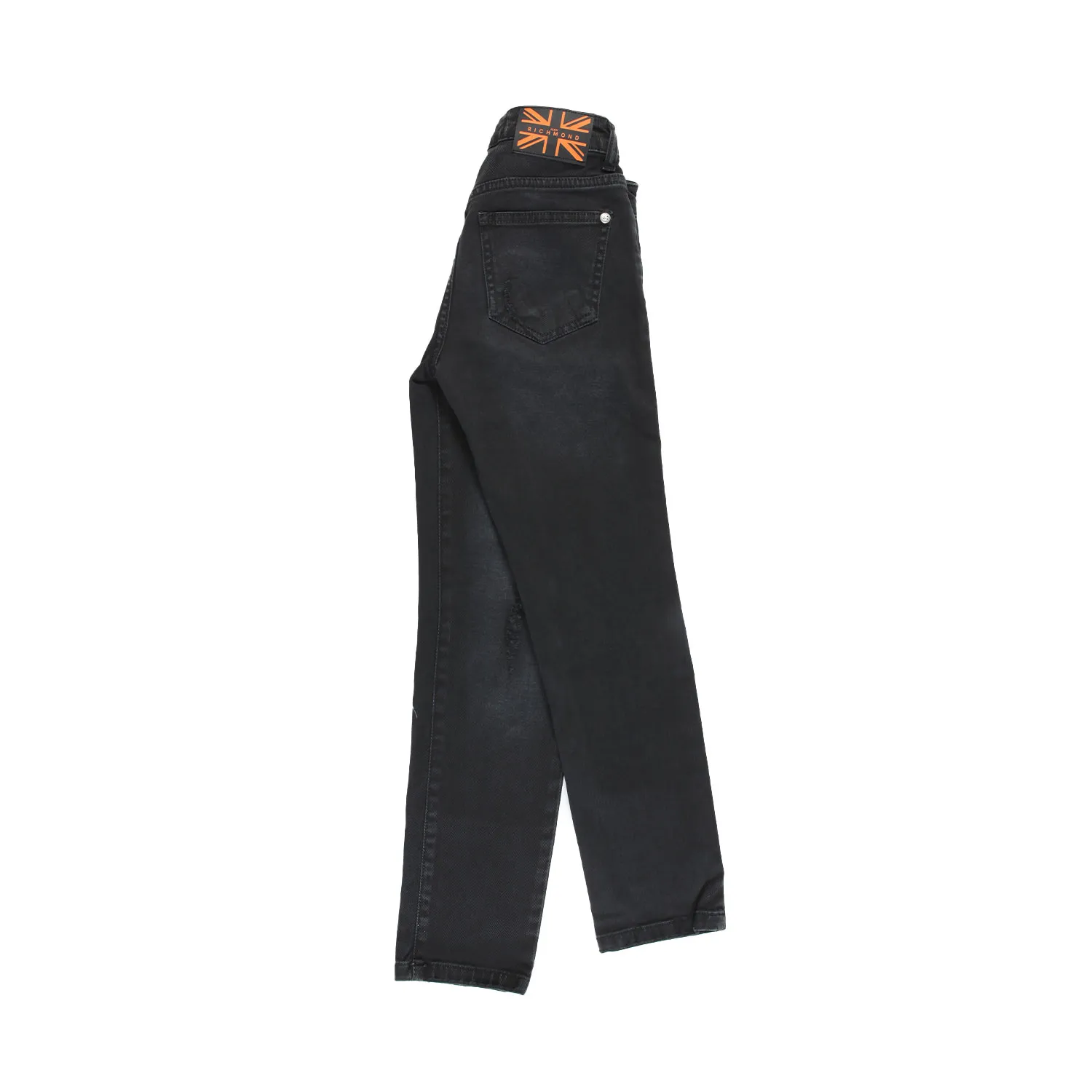 John Richmond Black Unisex Jeans With Embroidery And Tears