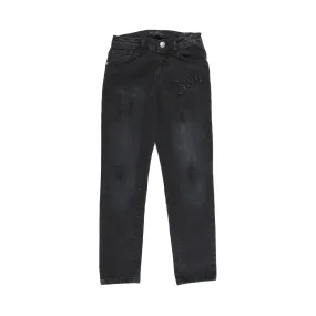 John Richmond Black Unisex Jeans With Embroidery And Tears