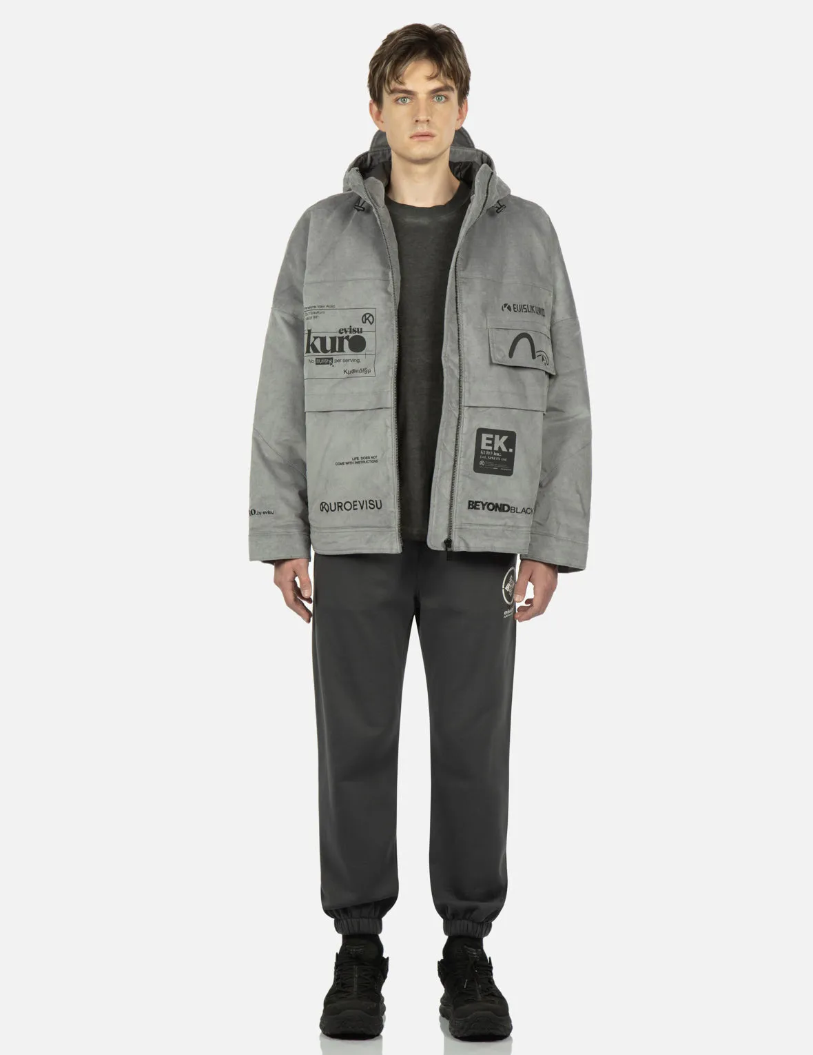 Kamon and Logo Patch Hooded Jacket