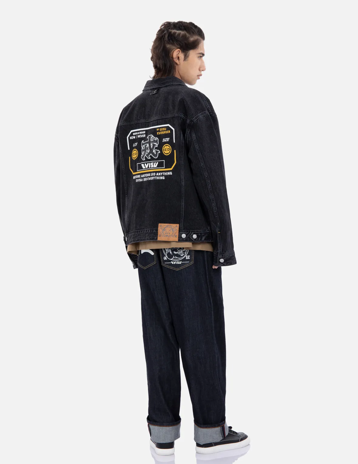 Kanji Print Denim Jacket