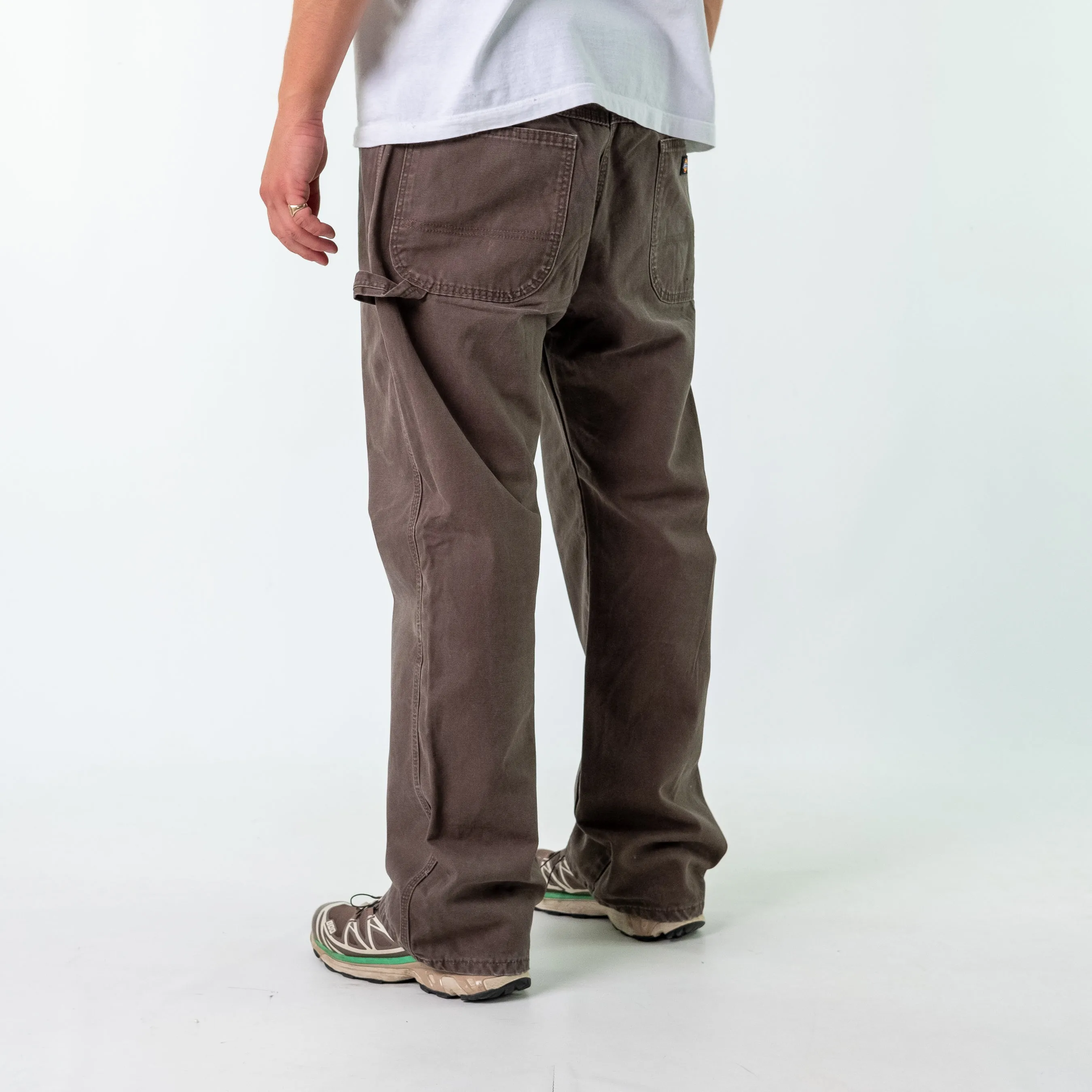 Khaki Green 90s Dickies Canvas Carpenter Jeans Baggy Pants (36x30)