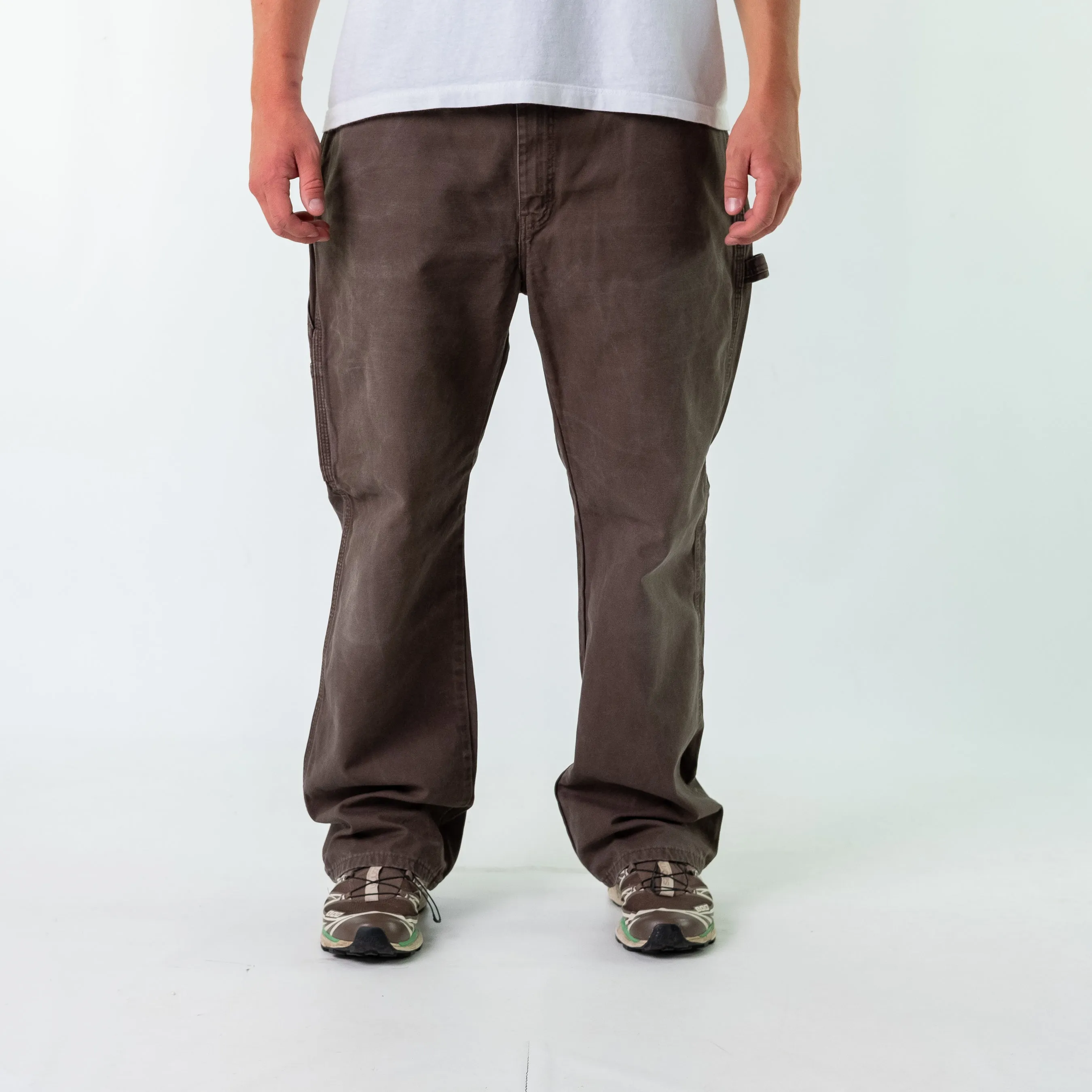 Khaki Green 90s Dickies Canvas Carpenter Jeans Baggy Pants (36x30)