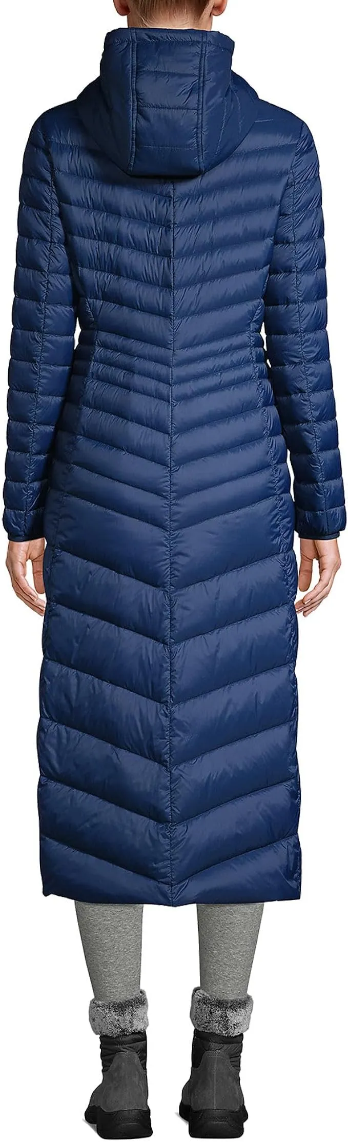 Lands' End Womens Chevron Maxi Wanderweight Down Coat