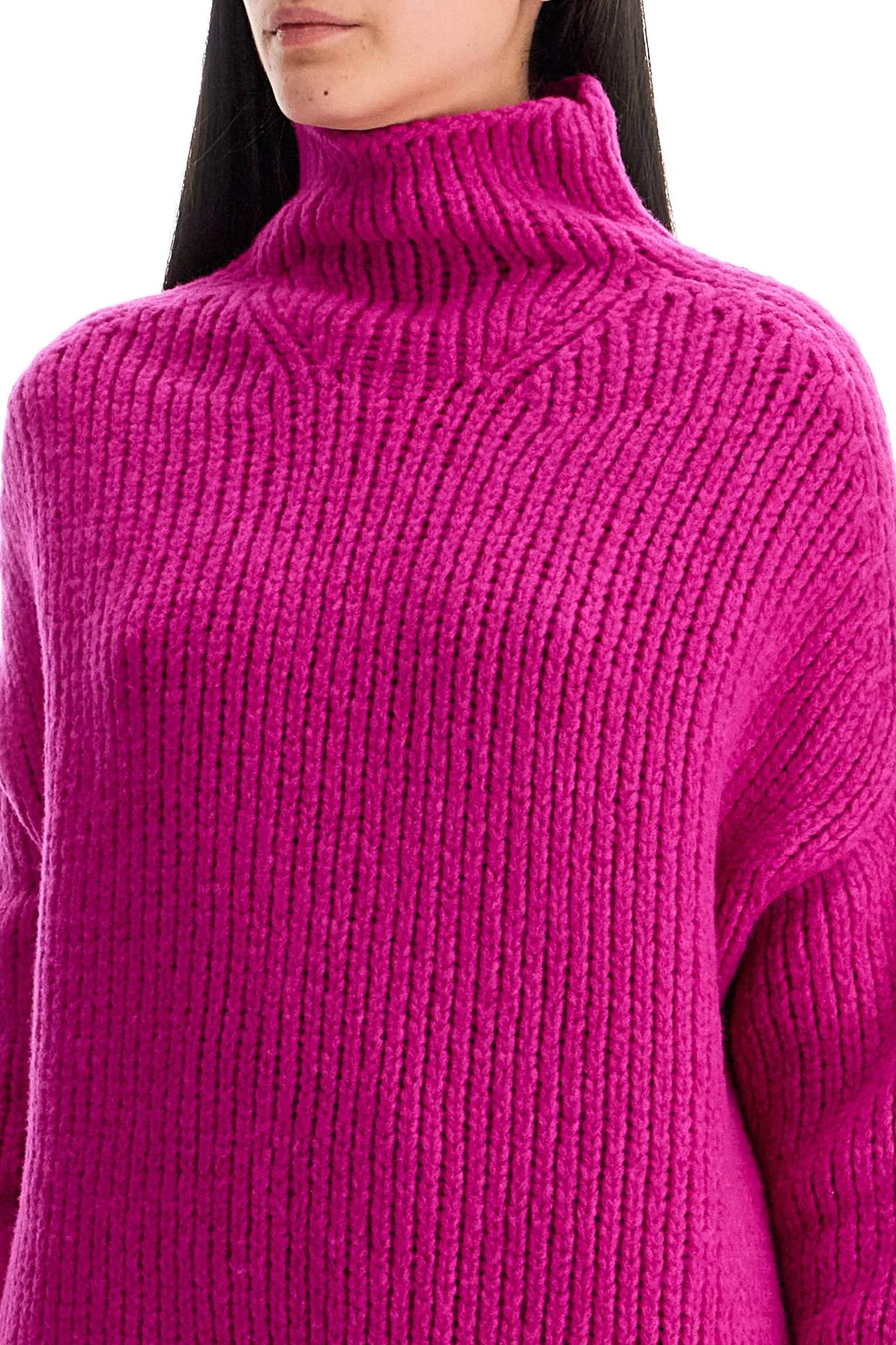 Lanvin High Neck Wool Sweater   Fuchsia