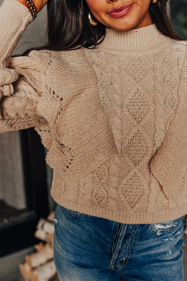 London Lookout Knit Sweater Top in Iced Latte