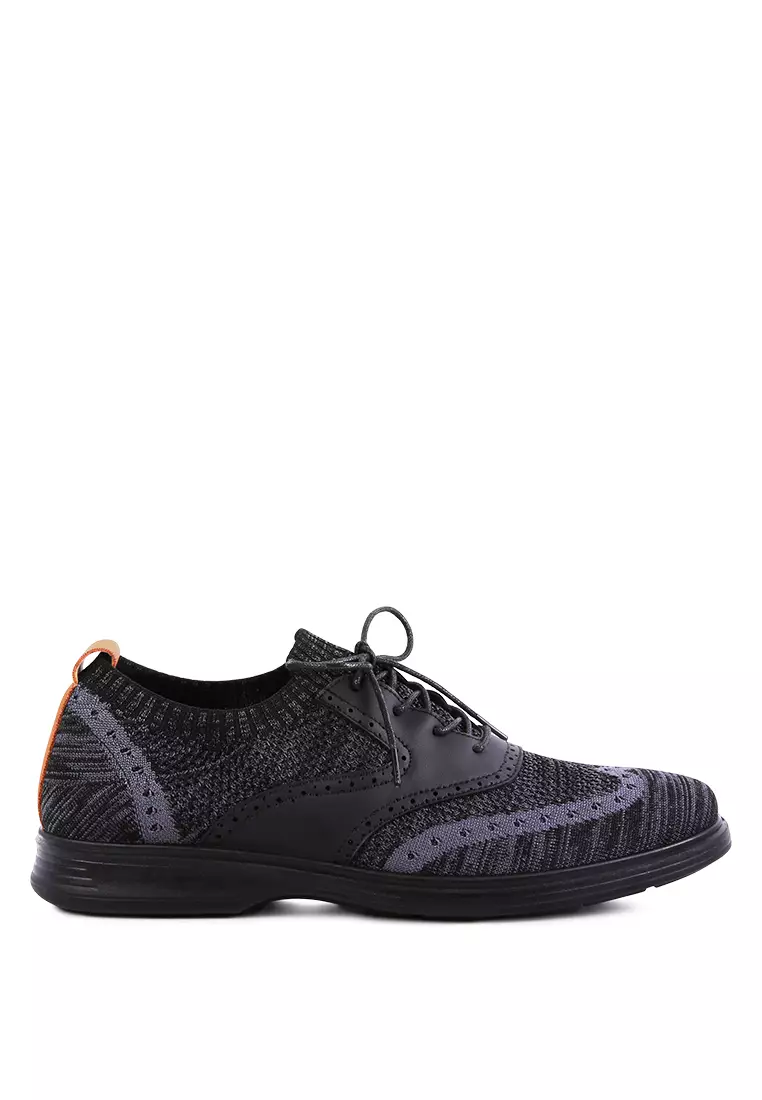 London Rag Black Casual Knitted Brogue Sneakers