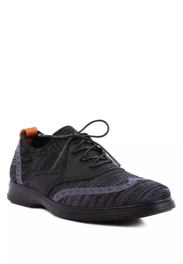 London Rag Black Casual Knitted Brogue Sneakers