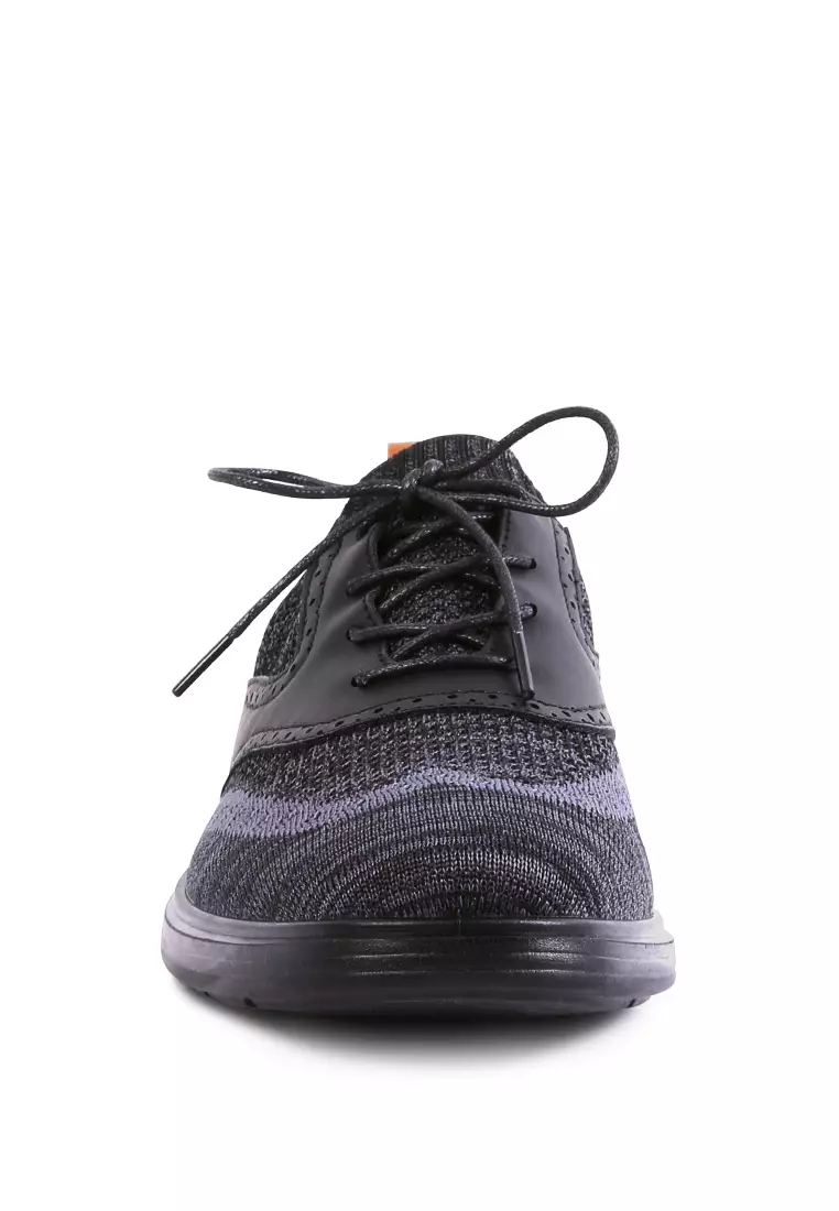 London Rag Black Casual Knitted Brogue Sneakers