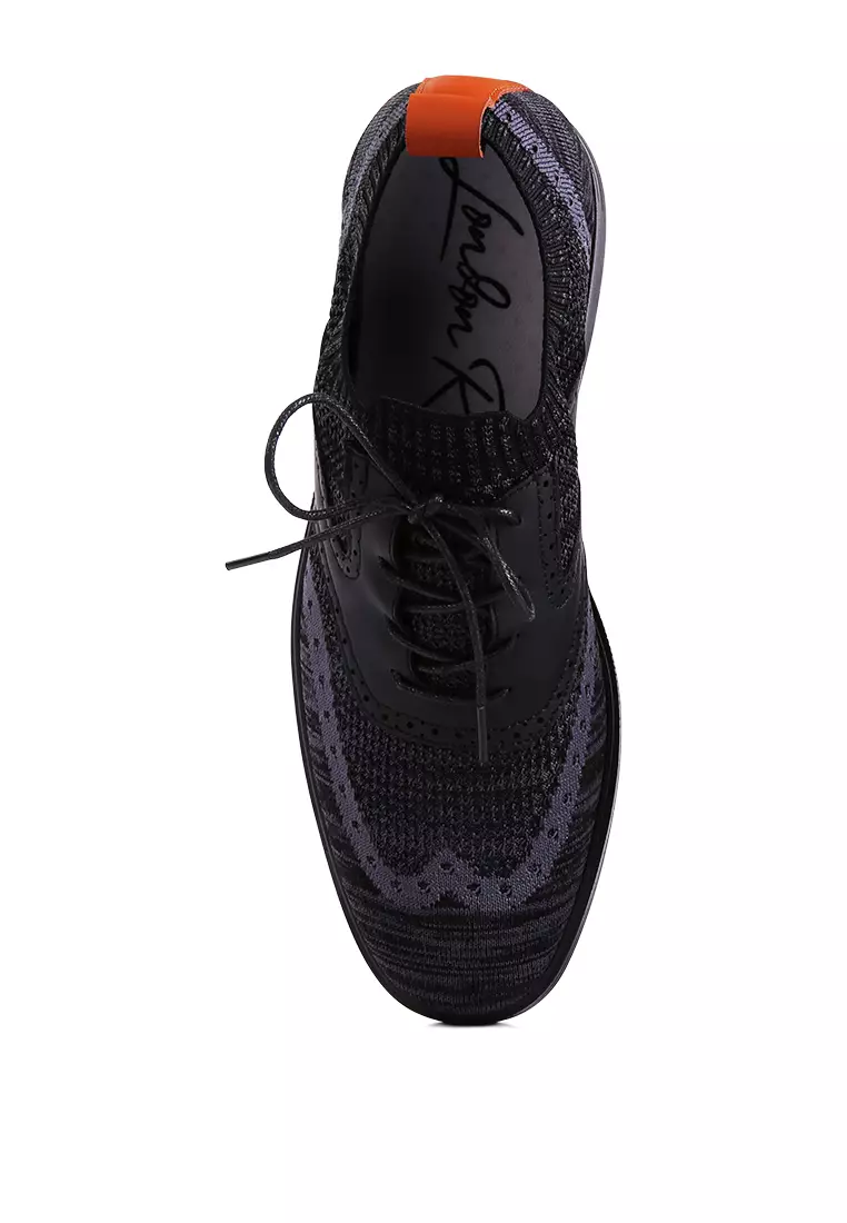 London Rag Black Casual Knitted Brogue Sneakers