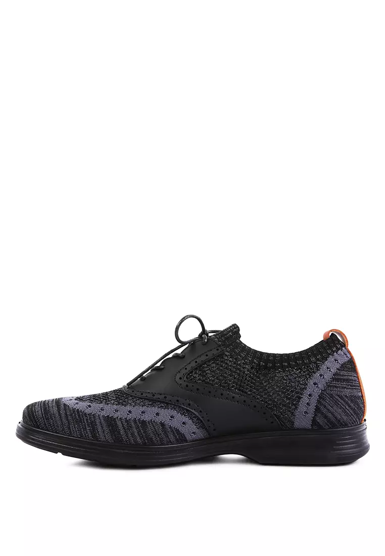 London Rag Black Casual Knitted Brogue Sneakers