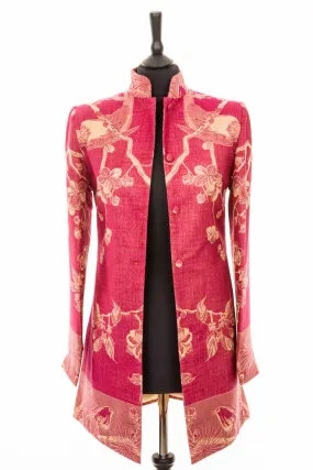 Long Nehru Jacket in Deep Raspberry