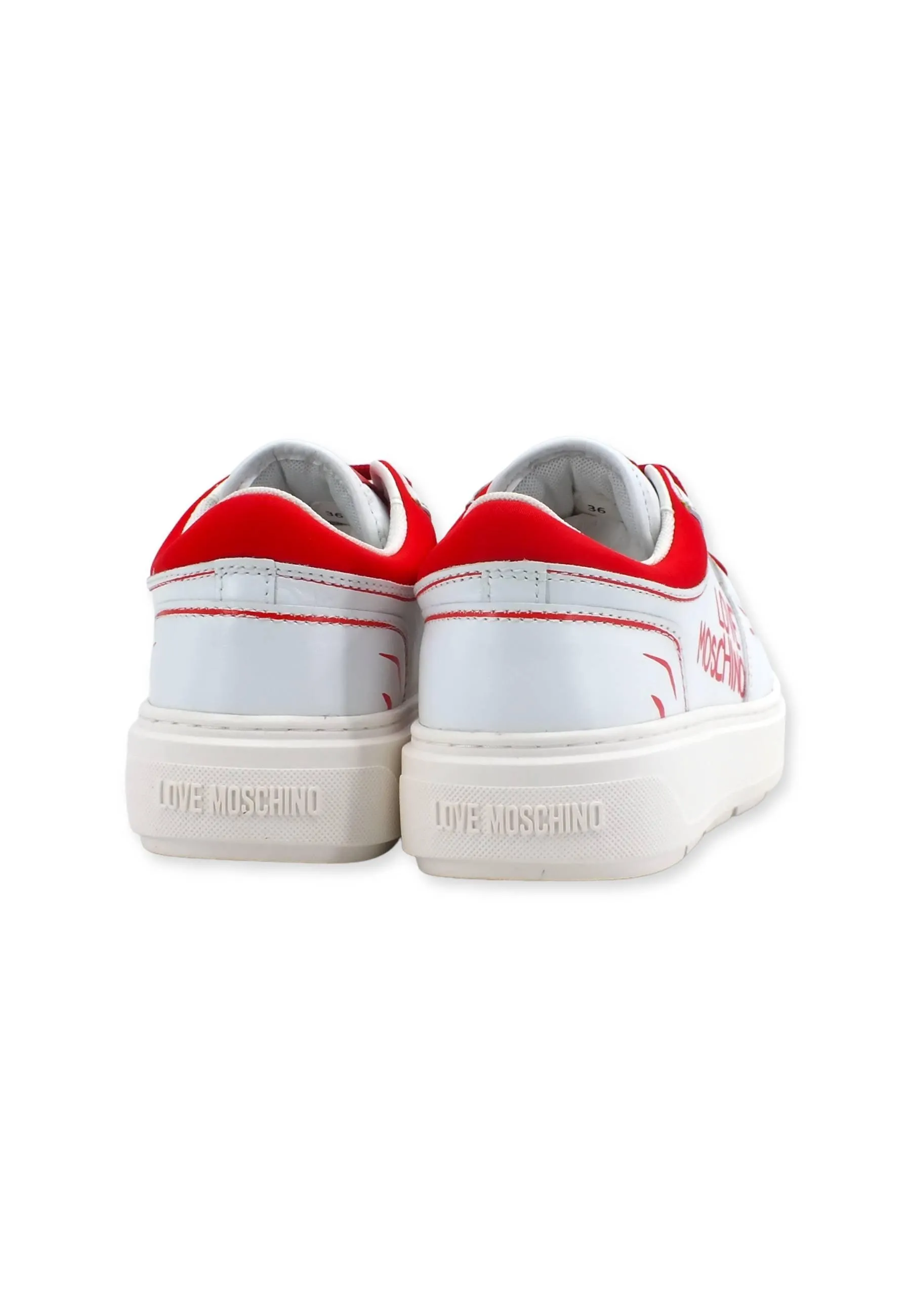 LOVE MOSCHINO Sneaker Scritte Donna Bianco Rosso JA15254G1GIAA10B