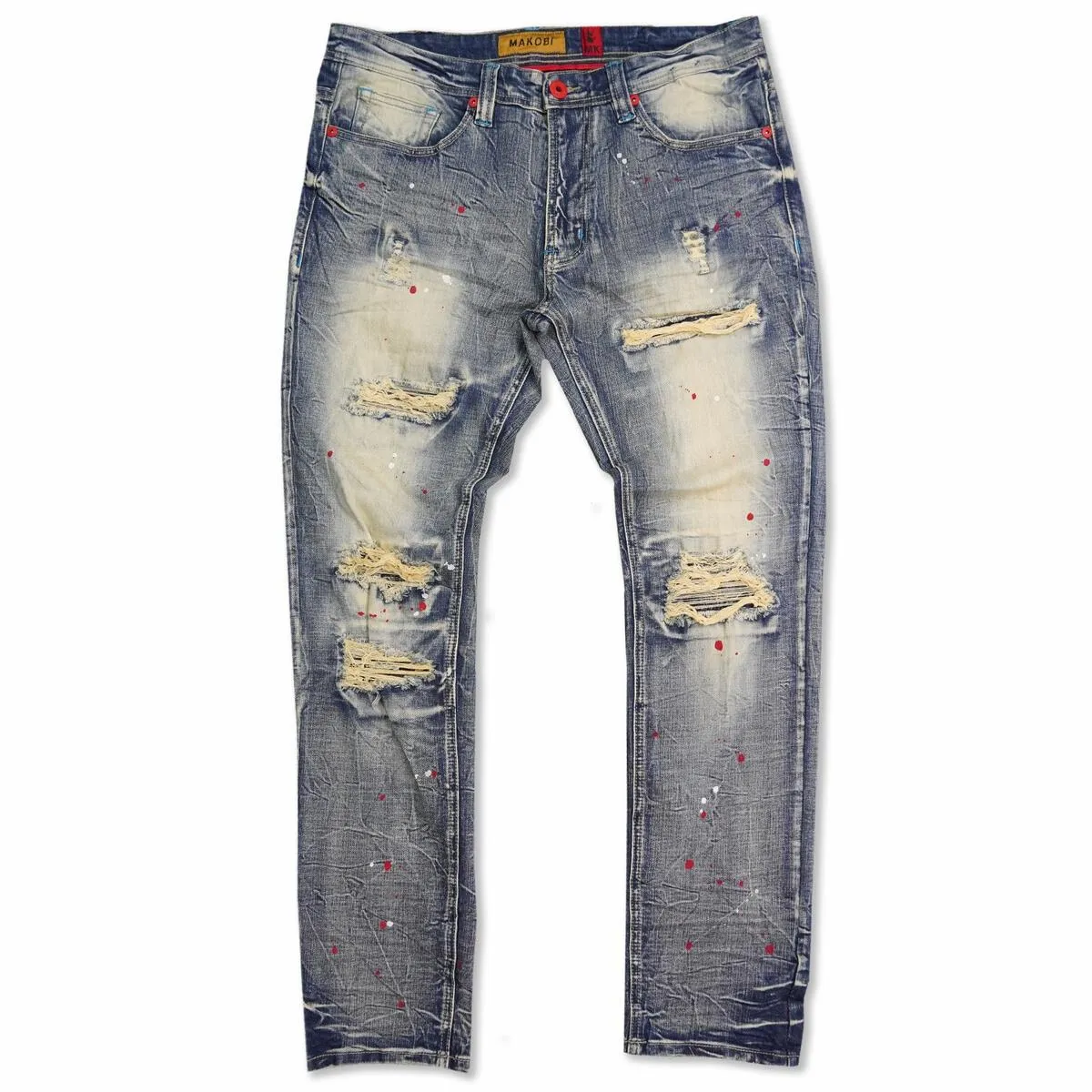 M1725 Shredded Denim Jeans with Paint Splashes - Dirt Wash