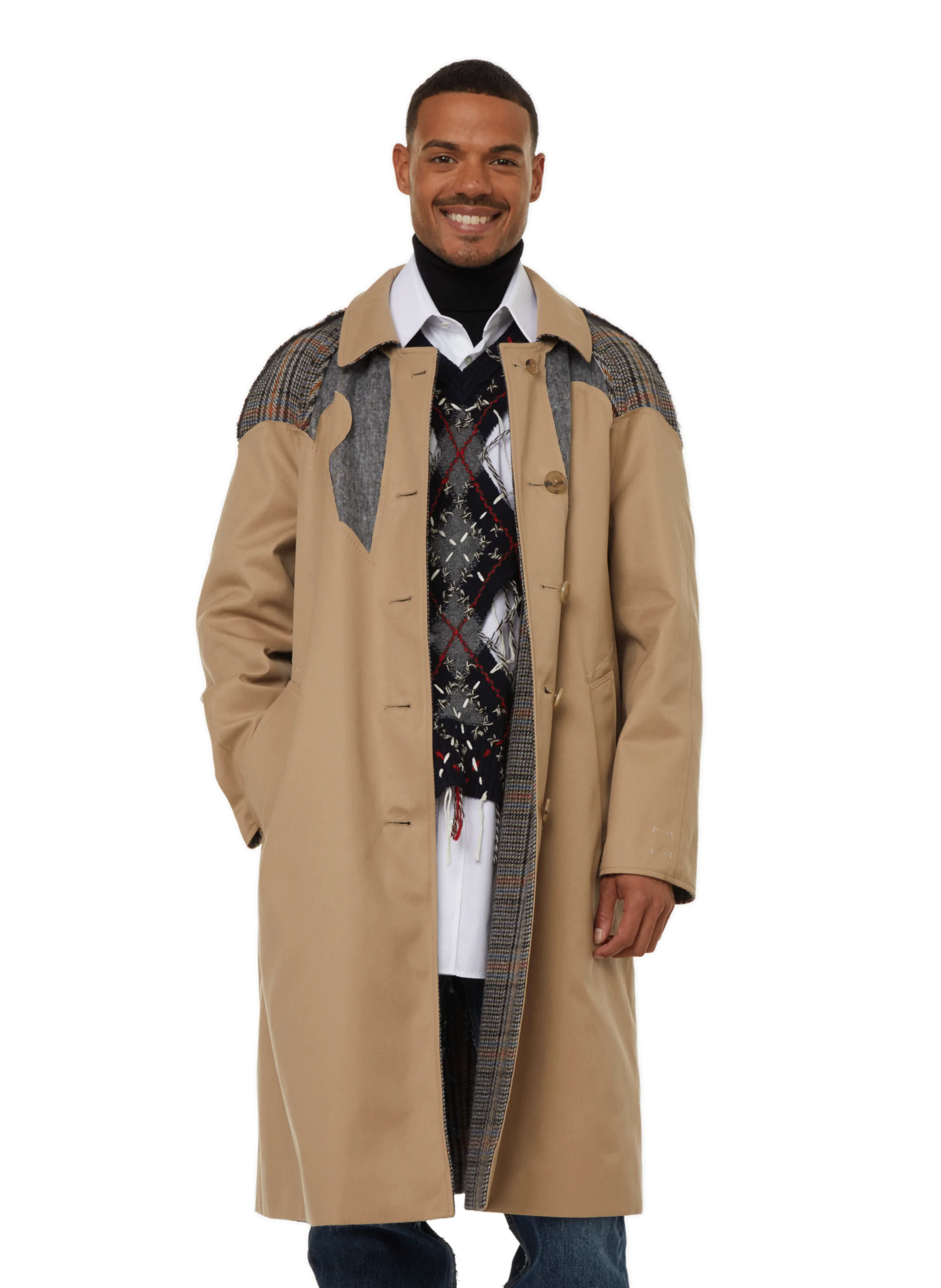 Maison margiela  Bi-material trench coat  - Beige