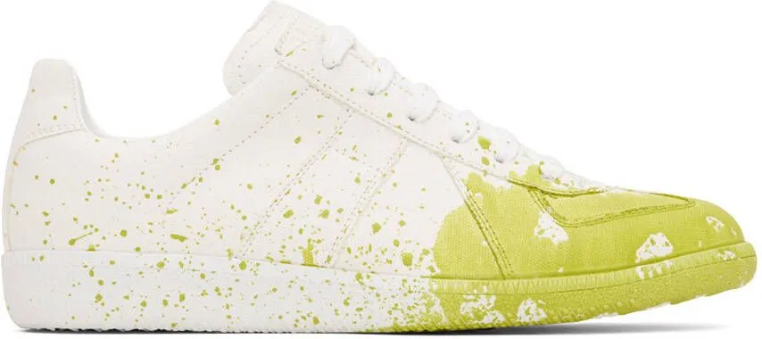 Maison Margiela White & Yellow Paint Replica Sneakers