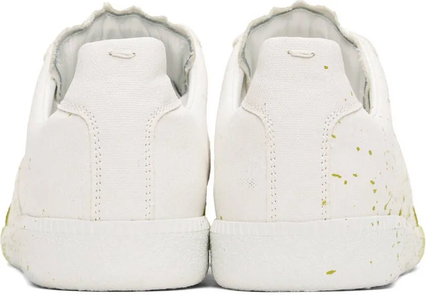 Maison Margiela White & Yellow Paint Replica Sneakers