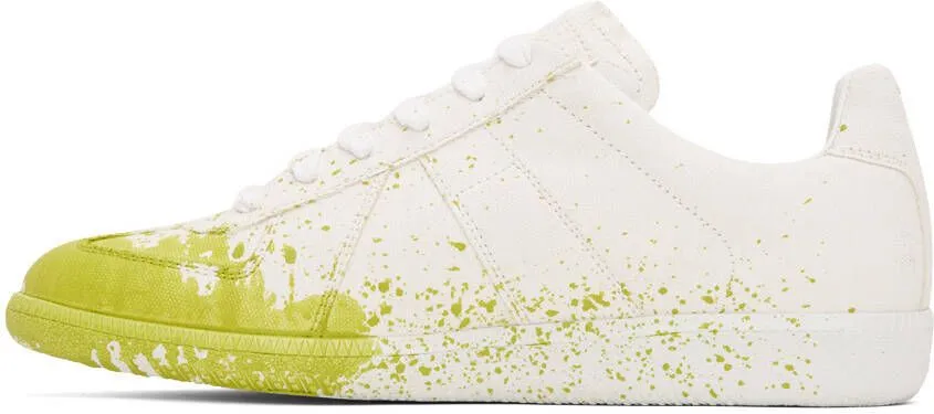 Maison Margiela White & Yellow Paint Replica Sneakers