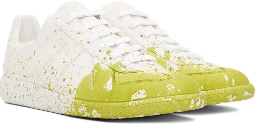 Maison Margiela White & Yellow Paint Replica Sneakers