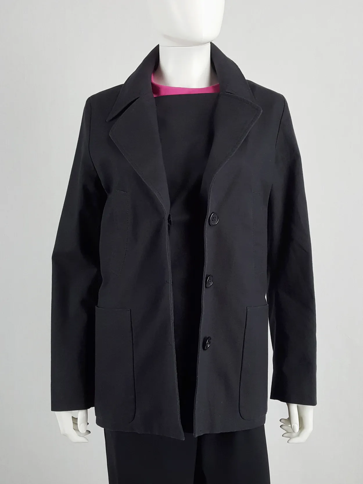 Maison Martin Margiela black coat with faux open front — spring 2007