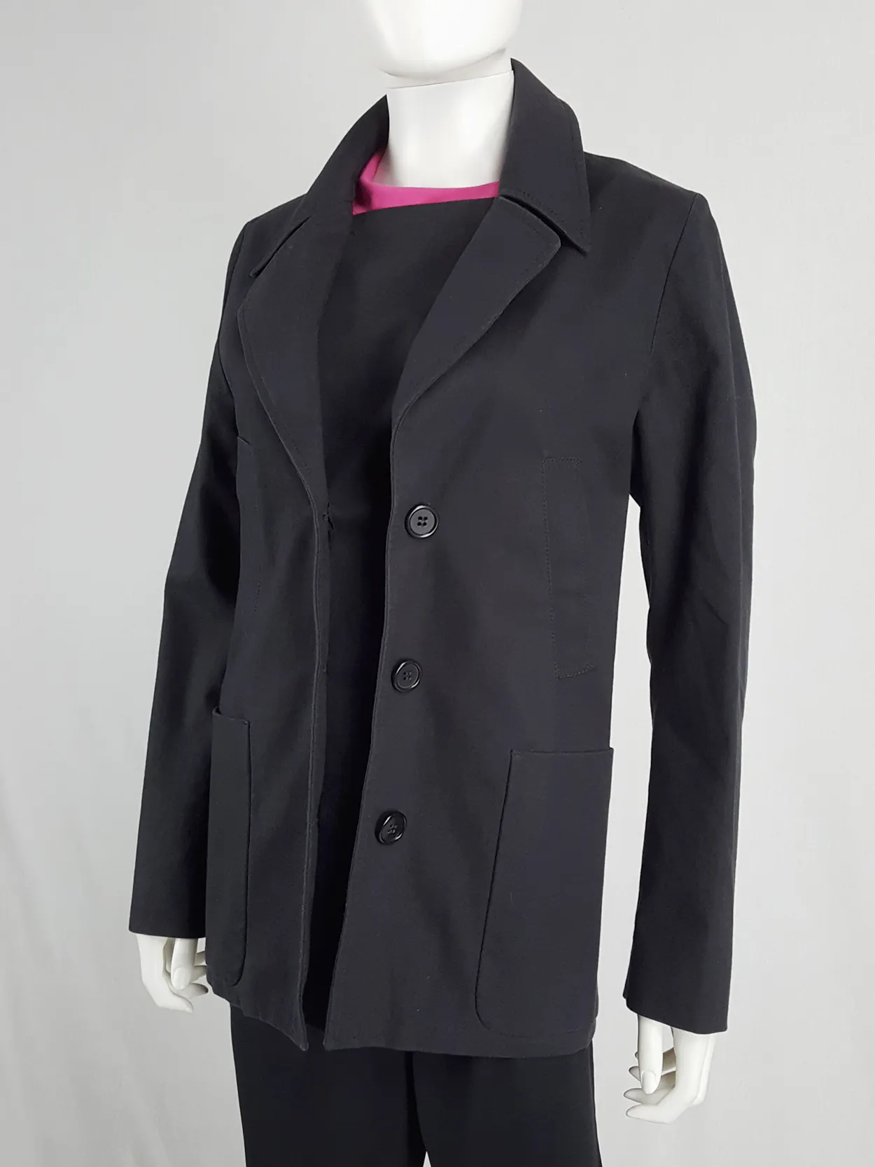 Maison Martin Margiela black coat with faux open front — spring 2007