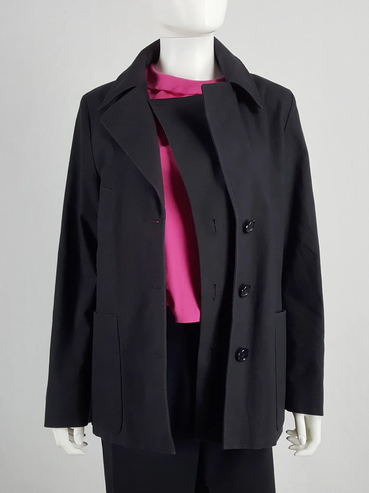 Maison Martin Margiela black coat with faux open front — spring 2007