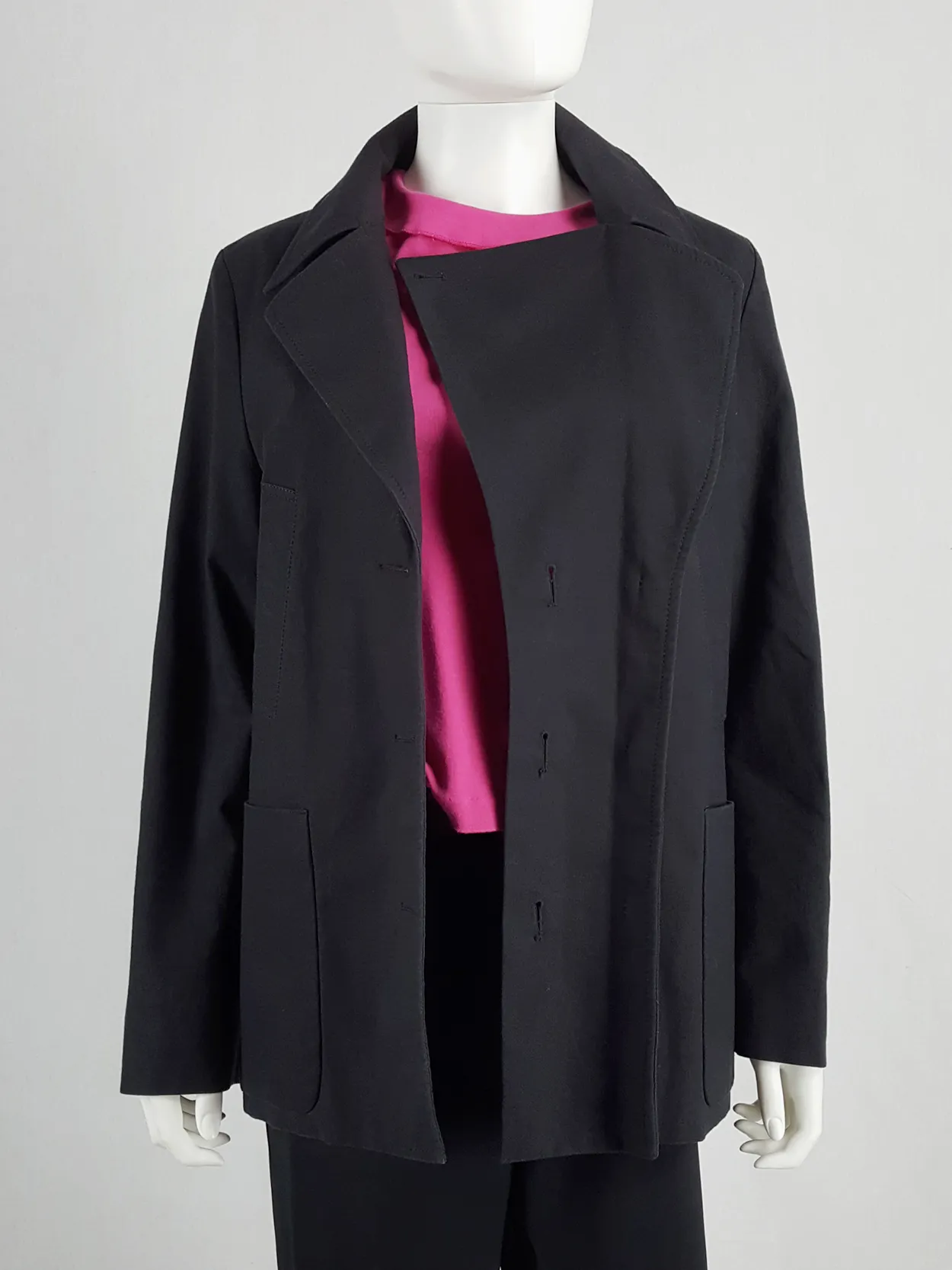 Maison Martin Margiela black coat with faux open front — spring 2007