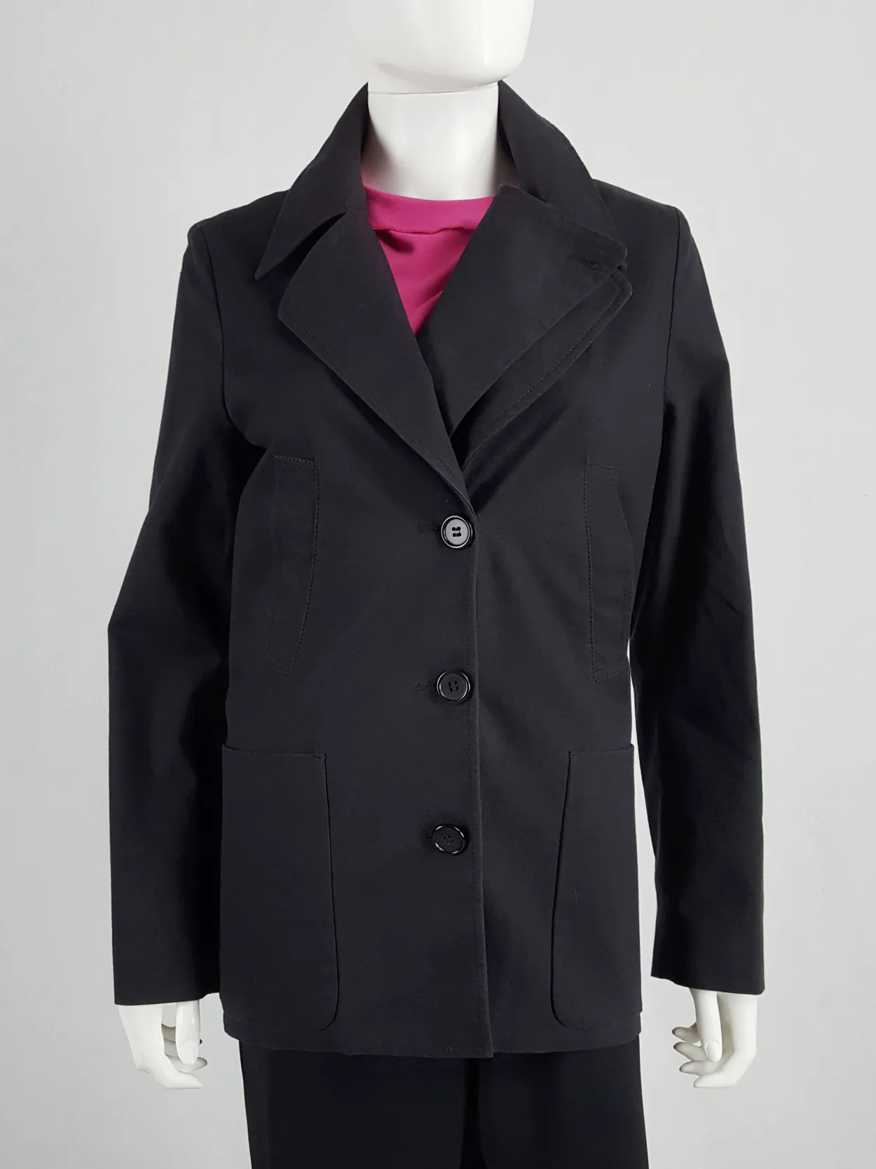 Maison Martin Margiela black coat with faux open front — spring 2007