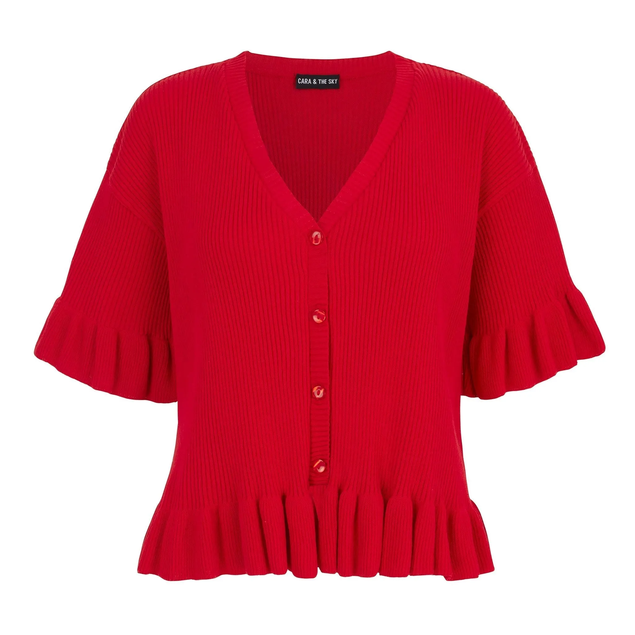 Marlow Ruffle Co-Ord Cardigan - Red