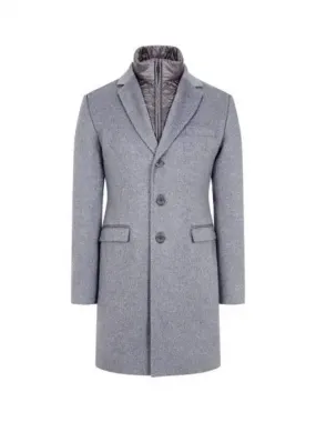 Men s Detachable High Neck Cashmere Sub Zero Coat Melange Gray 271589