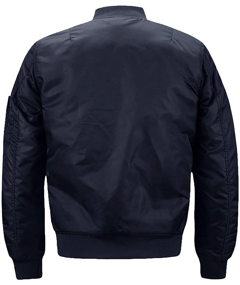 Men's Windproof Navy Blue Bomber Jacket