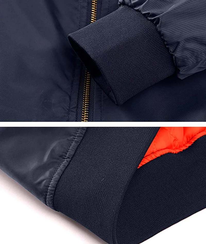 Men's Windproof Navy Blue Bomber Jacket