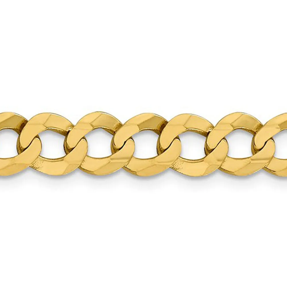 Mens 8.25mm 14K Yellow Gold Solid Lightweight Flat Curb Chain Necklace