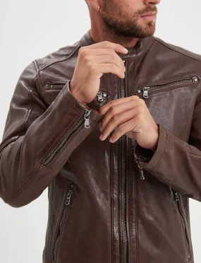 Men's bison style motorcycle leather jacket 101843