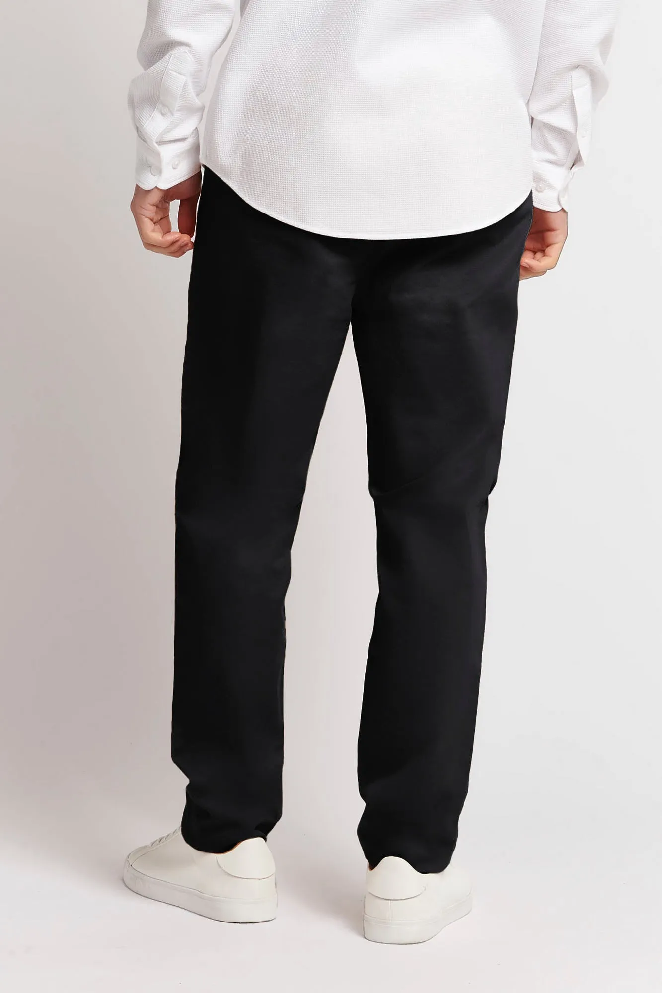 Mens Drawstring Waist Casual Trousers in Black