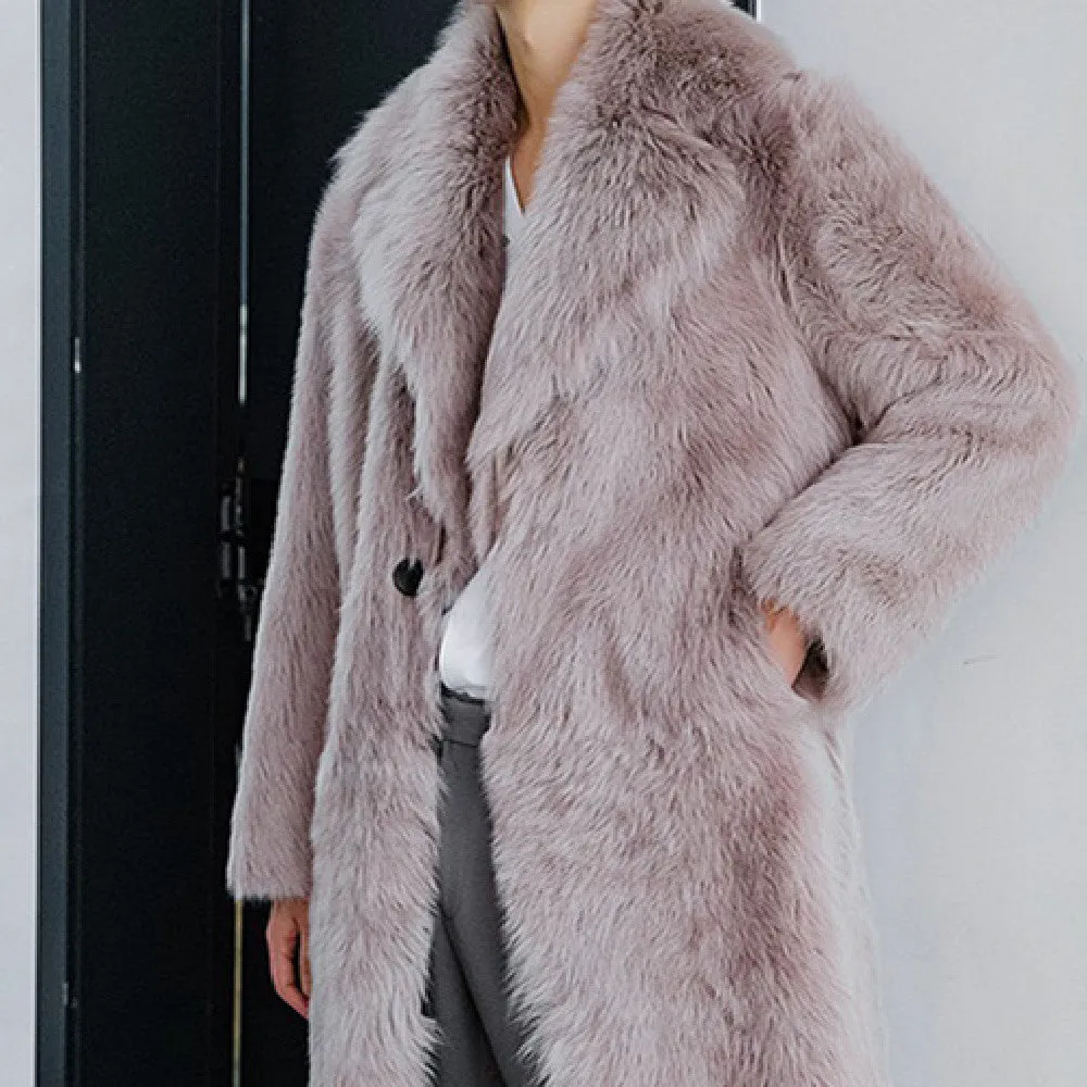 Men's Imitation Fox Fur Coat Fur Trench Coat Large