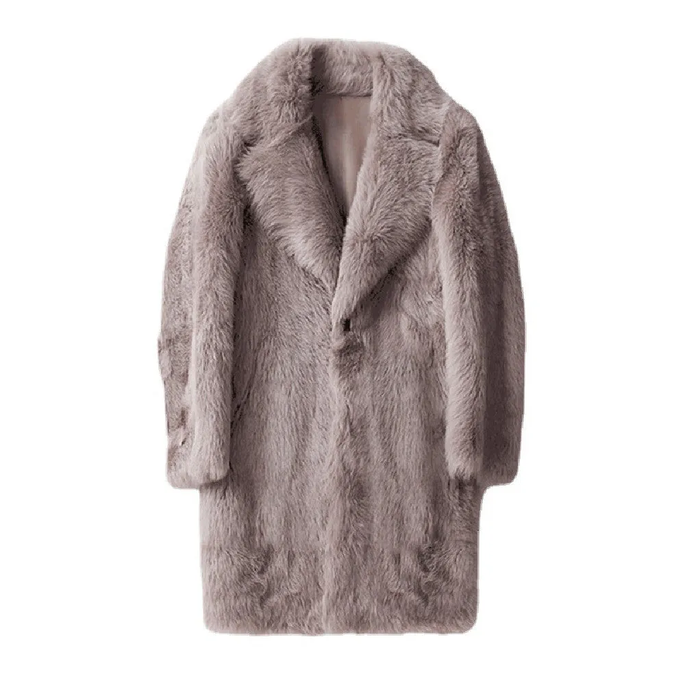 Men's Imitation Fox Fur Coat Fur Trench Coat Large