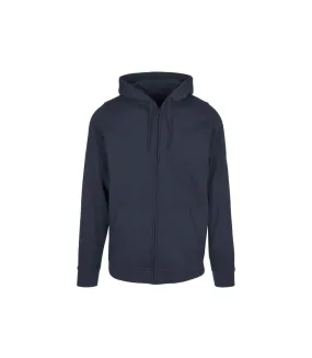 Mens plain full zip hoodie navy Build Your Brand