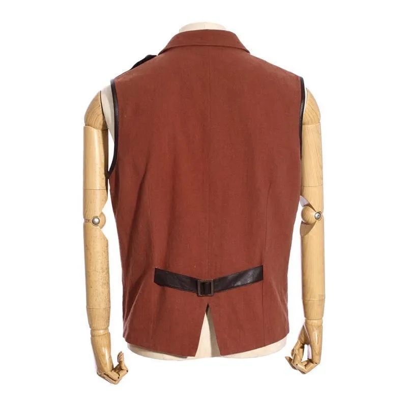 Men's Steampunk Faux Leather Accent Explorer Vest